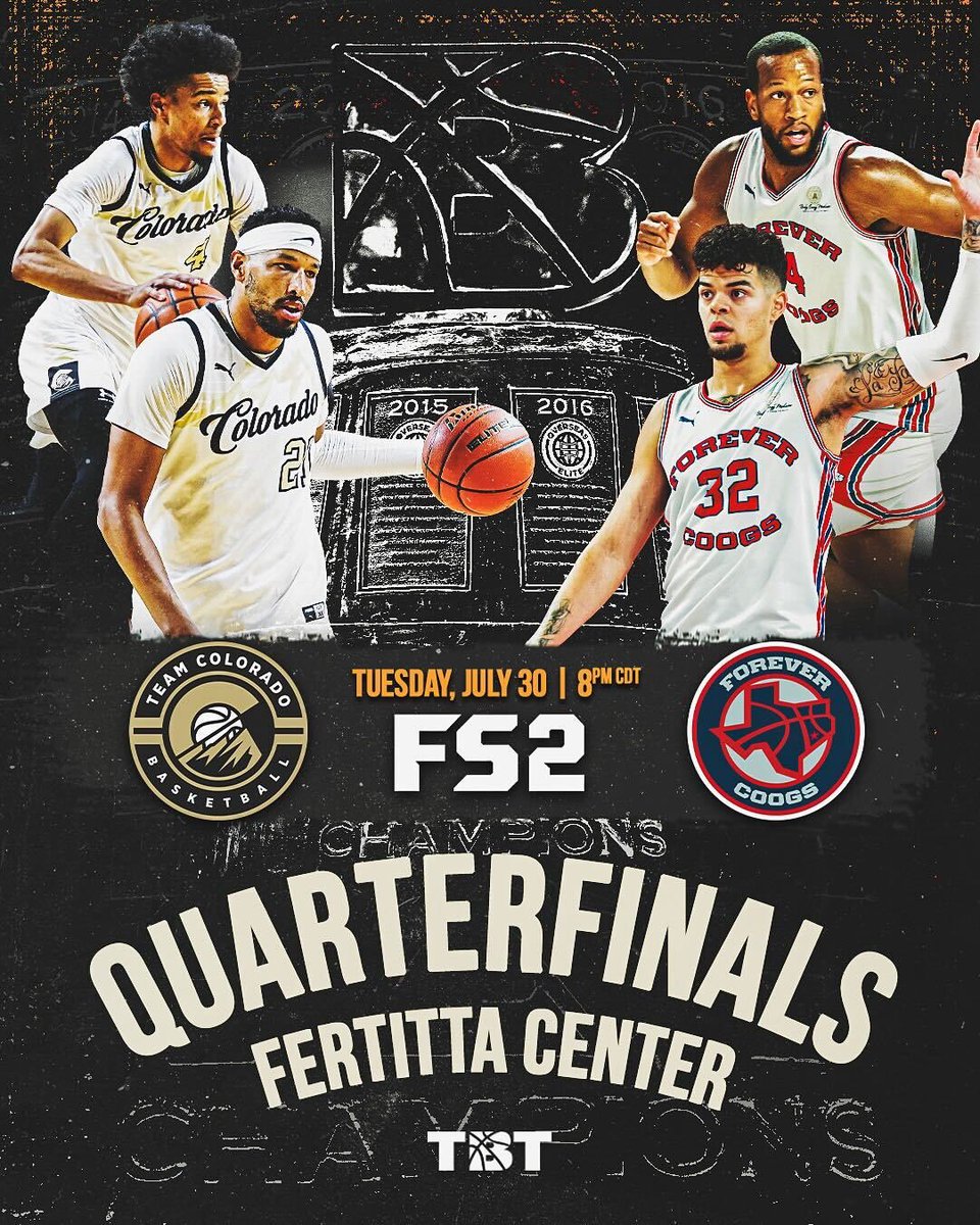 TBT (@thetournament) on Twitter photo A BIG12 QUARTERFINAL IN HOUSTON IS SET!
Houston Alumni
Colorado Alumni
<a href="/ForeverCoogsTBT/">Forever Coogs - Houston’s TBT Team</a> vs <a href="/TeamColoradoTBT/">Team Colorado</a> on Tuesday, July 30th on 8PM on FS2 (at the Fertitta Center)!
🎟️: uh.evenue.net/events/TBT A BIG12 QUARTERFINAL IN HOUSTON IS SET!
Houston Alumni
Colorado Alumni
<a href="/ForeverCoogsTBT/">Forever Coogs - Houston’s TBT Team</a> vs <a href="/TeamColoradoTBT/">Team Colorado</a> on Tuesday, July 30th on 8PM on FS2 (at the Fertitta Center)!
🎟️: uh.evenue.net/events/TBT