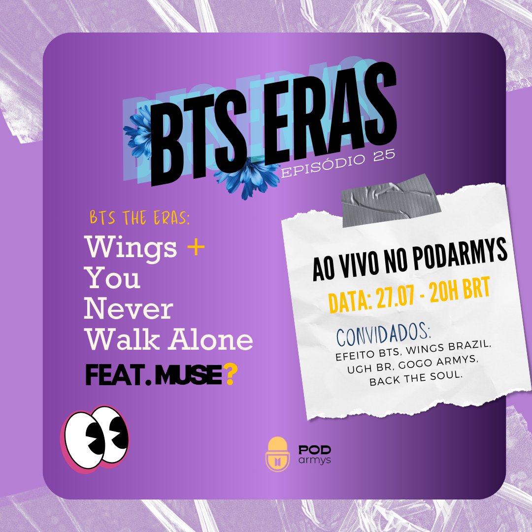 PODARMYS's tweet photo. 𝐁𝐓𝐒 𝐄𝐑𝐀𝐒: Wings + You Never Walk Alone (feat. Stream & Charts: MUSE)
Preparem-se, em nosso 25° episódio, vamos fazer uma viagem pelas icônicas eras Wings e You Never Walk Alone. ✈️
E TEM MAIS! ⤵
Vamos fazer uma parada incrível para mergulhar em MUSE! Espero que saibam nadar. 👀✨️
#PODERAS #MUSE