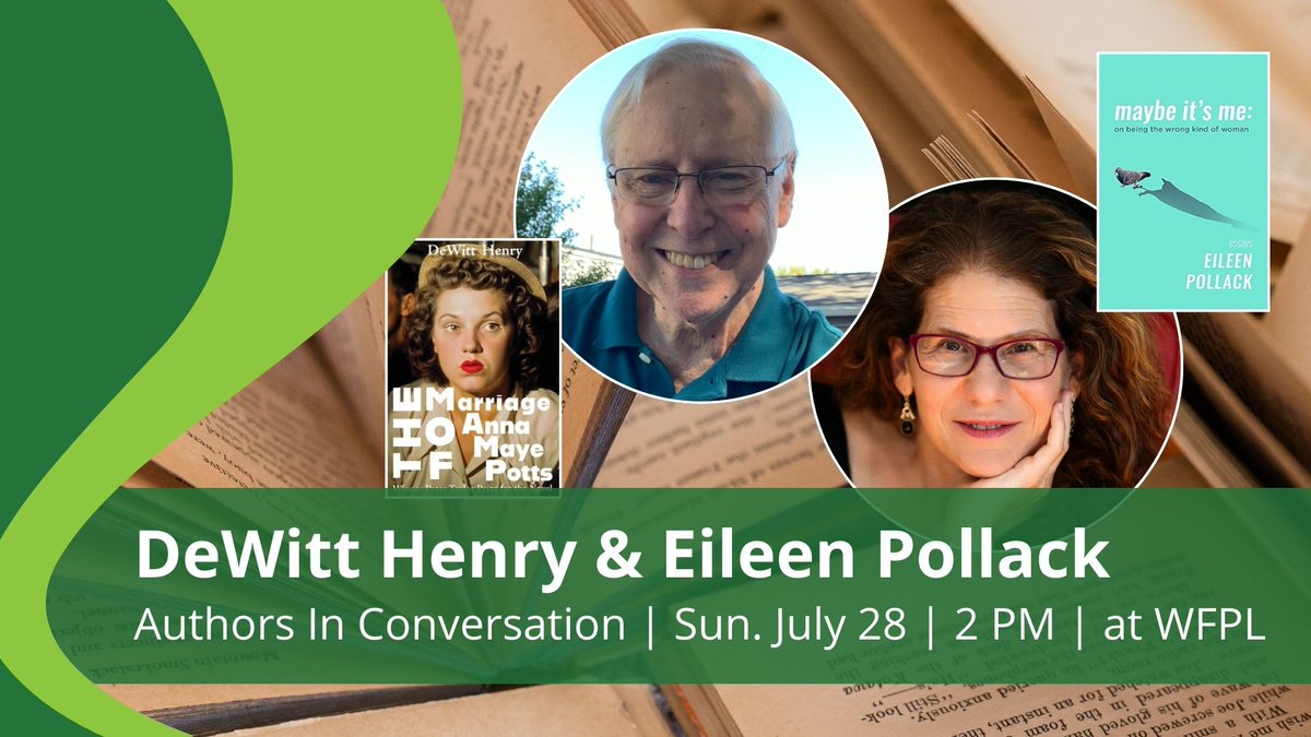 MassBook's tweet image. #Authors @DeWittHenry &amp;amp; @EileenPollack to discuss THE MARRIAGE OF ANNA MAYE POTTS (@utennpress) &amp;amp; MAYBE IT&apos;S ME AND A PERFECT LIFE (@DelphBks) @watertownpublib! See: ow.ly/rVFr50SJZJ9 #CenterForTheBook #watertownma @MassLibAssoc @mblclibraries @NEIBAbooks @EmersonCollege