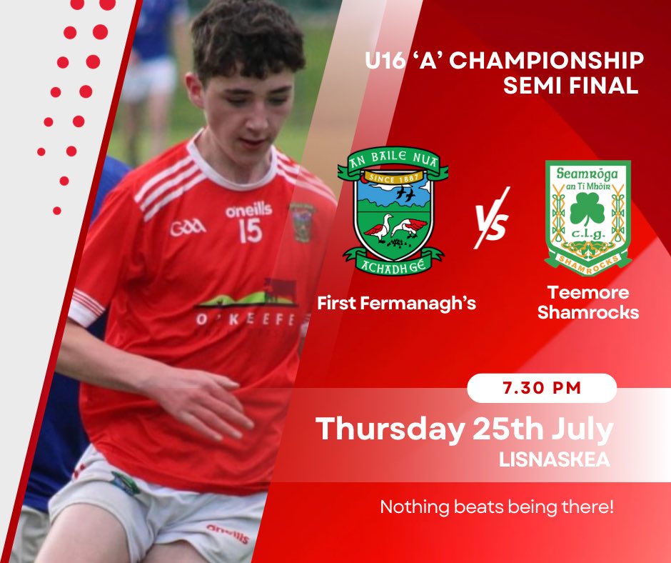 Newtownbutler GAA (@firstfermanaghs) on Twitter photo ๐ฅ ๐จ๐ญ๐ฒ ๐๐ต๐ฎ๐บ๐ฝ๐ถ๐ผ๐ป๐๐ต๐ถ๐ฝ ๐๐ฒ๐บ๐ถ ๐ณ๐ถ๐ป๐ฎ๐น ๐ฅ
Itโs semi final time!
Good luck to our young Firsts + management in this evenings game.
We need a big red + white support in โskea this evening to cheer on our young Firsts!
Throw in 7.30pm in Lisnaskea.
๐ดโช๏ธ ๐ฅ ๐จ๐ญ๐ฒ ๐๐ต๐ฎ๐บ๐ฝ๐ถ๐ผ๐ป๐๐ต๐ถ๐ฝ ๐๐ฒ๐บ๐ถ ๐ณ๐ถ๐ป๐ฎ๐น ๐ฅ
Itโs semi final time!
Good luck to our young Firsts + management in this evenings game.
We need a big red + white support in โskea this evening to cheer on our young Firsts!
Throw in 7.30pm in Lisnaskea.
๐ดโช๏ธ