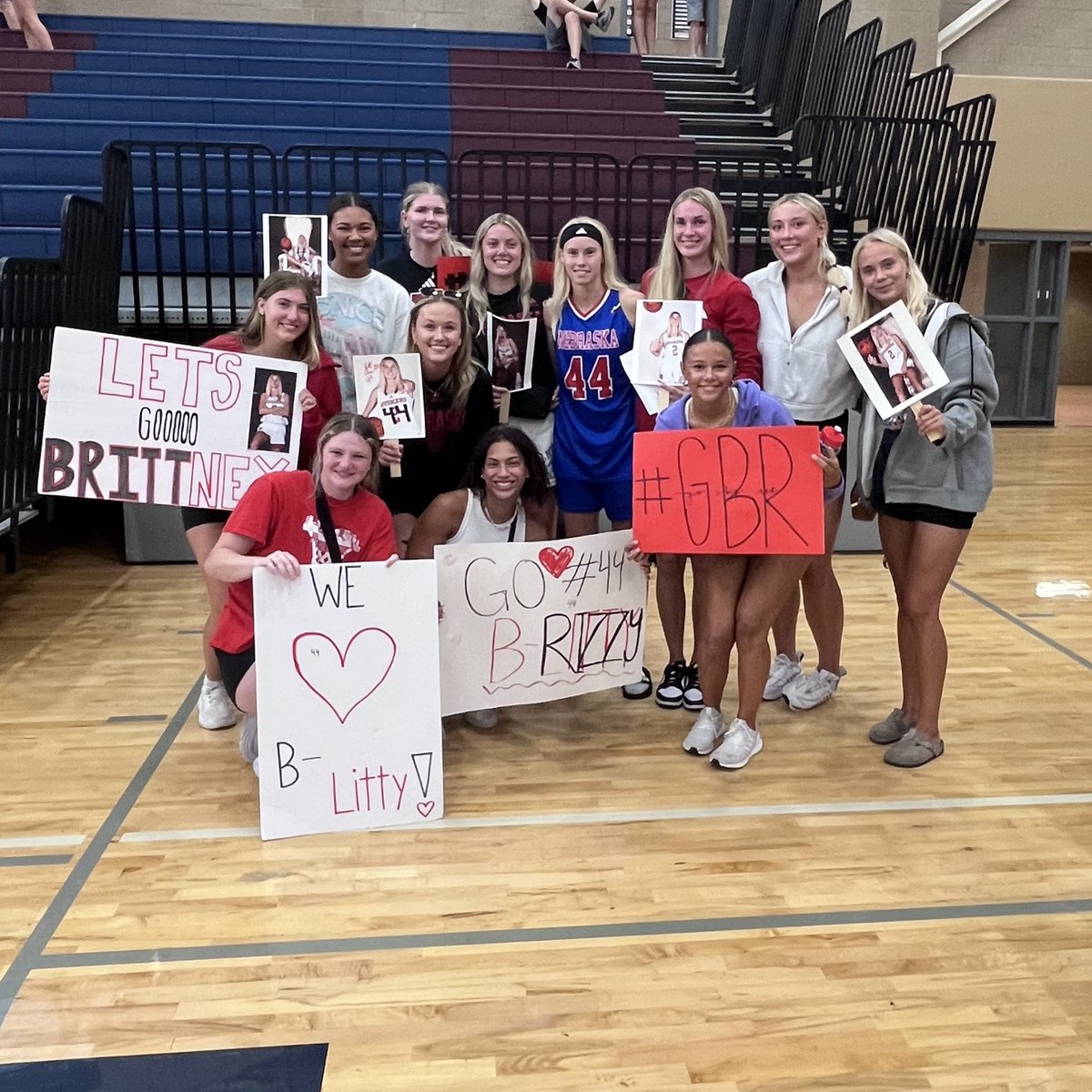 HuskerWBB's tweet photo. Got to cheer on @Brittprince23 in the Nebraska High School All-Star Game last night! 🙌 

Who else watched her drop 32 to break the all-star game scoring record? 😏 https://t.co/yMnmmuI3RL
