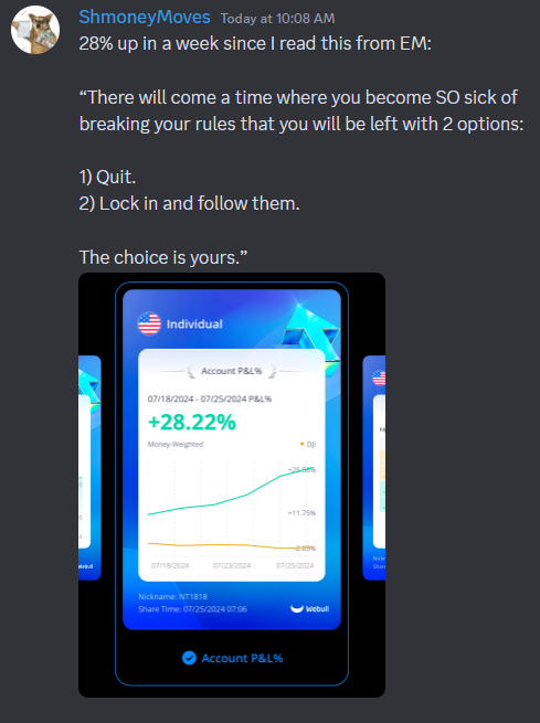 EnhancedMarket's tweet photo. There will come a time where you become SO sick of breaking your rules that you will be left with 2 options: 

1) Quit. 

2) Lock in and follow them. 

The choice is yours. https://t.co/J0YHdSYQq4