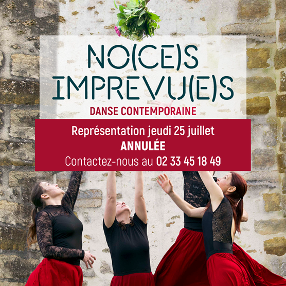 ❌Représentation de ce soir annulée pour cause météo.
Contactez-nous au 02 33 45 18 49 pour reporter votre réservation au vendredi 26 juillet ou au samedi 27 juillet - nous vous gardons votre place ! 💃
Modalités de remboursement au même numéro.