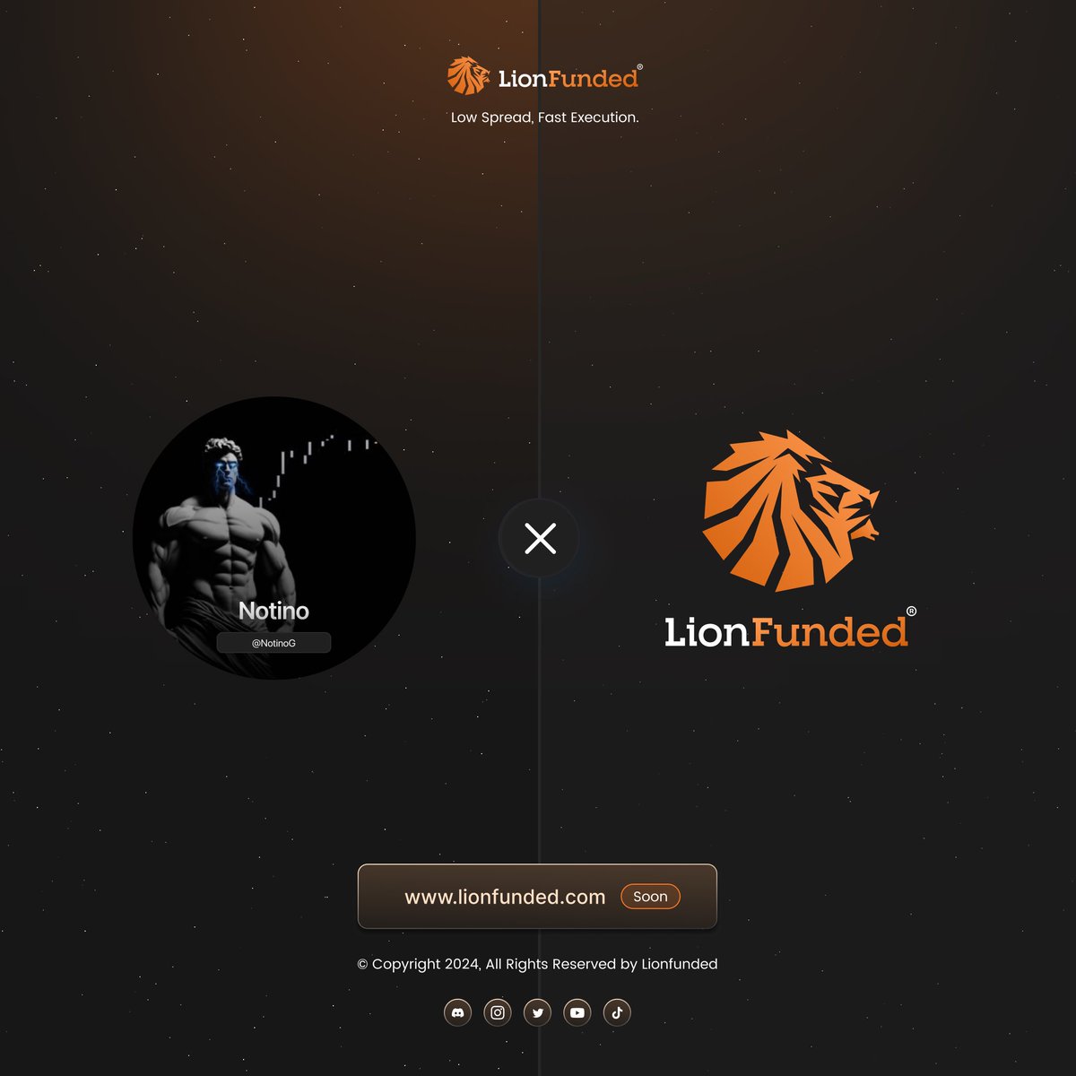 I'm pleased to announce that I am now a part of the @LionFunded family.

to celebrate we are giving away 3 x 5000$ accounts.

- Low spread, fast execution
- 1:100 leverage
- Trade Forex, Indices, Commodities and Crypto

To join the giveaway;
1- Follow <a href="/lionfunded/">Ömer</a> &amp; <a href="/NotinoG/">Notino</a>
2-