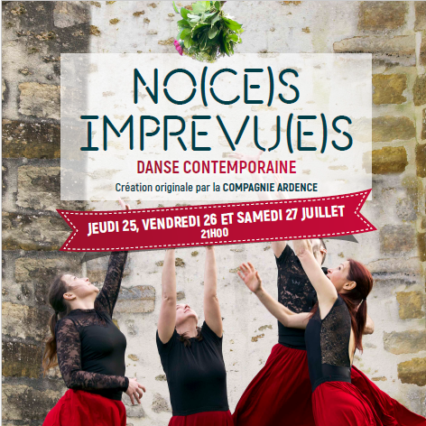💃🏰La compangie Ardence en résidence au Château cette semaine vous invité à découvrir No(de)s Imprévu(e)s 💃
🗓️vendredi 26 et samedi 27 juillet à 21h00.
💃Atelier de découverte de la danse contemporaine  à 14h00. 
ℹ️ chateaugratot.com/noces-imprevue…
#dansecontemporaine #spectacle