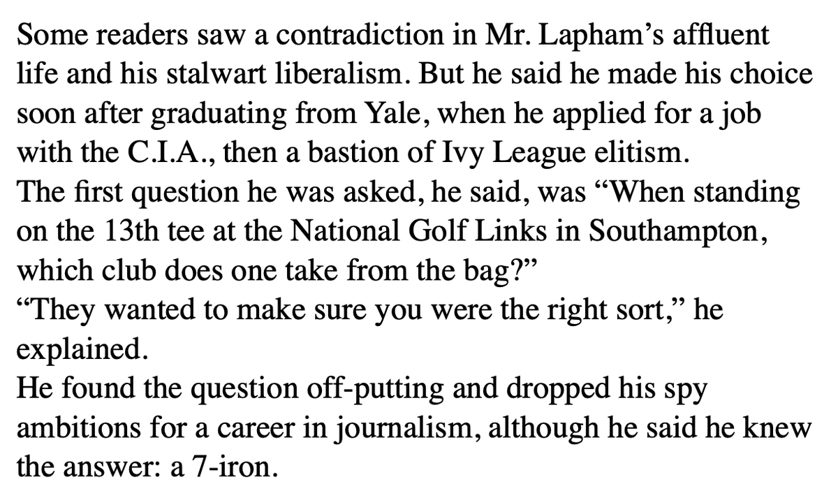 Lewis Lapham’s great-grandfather was a founder of Texaco, his grandfather co-founded Cypress Point, and his father, as Lewis wrote in <a href="/GolfDigest/">Golf Digest</a> (June 2010), hit shots for Alister MacKenzie as the architect designed Cypress. A New York Times obit concludes with this golf memory: