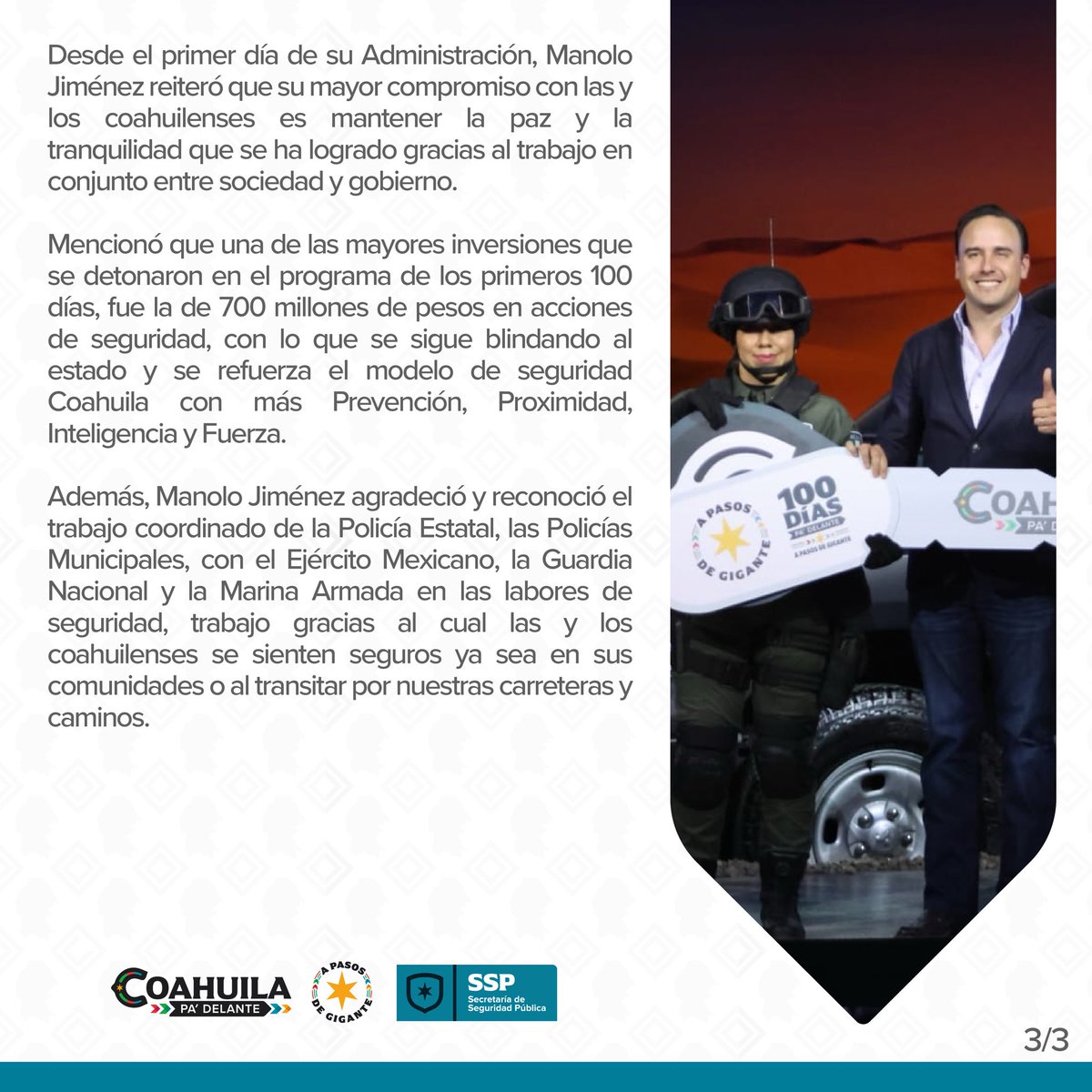 GobDeCoahuila's tweet photo. Ciudades de Coahuila en los primeros lugares nacionales de seguridad.

#CoahuilaPaDelante #APasosDeGigante
@manolojim @SSPCOAH https://t.co/4rBSq1NesP