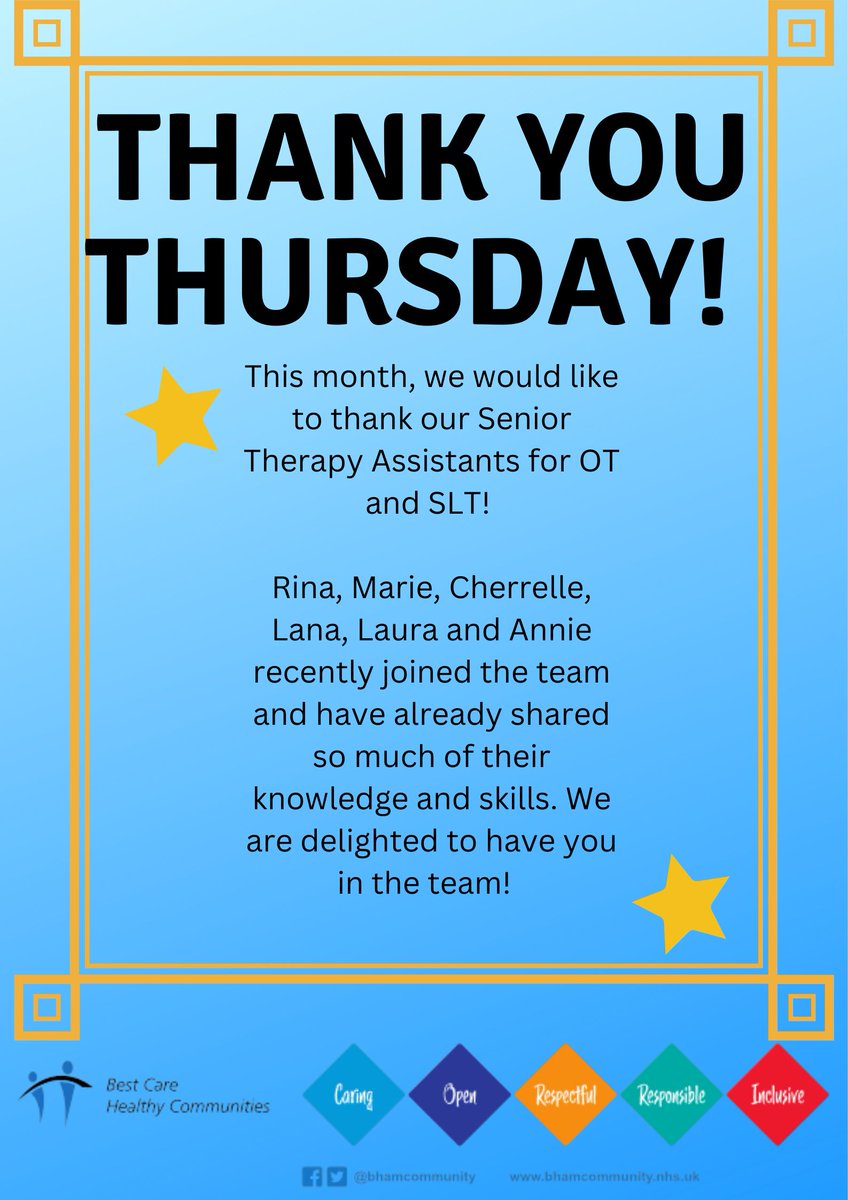 👏THANK YOU THURSDAY👏
We would like to say thank you to our amazing Senior Therapy Assistants that recently joined the team!