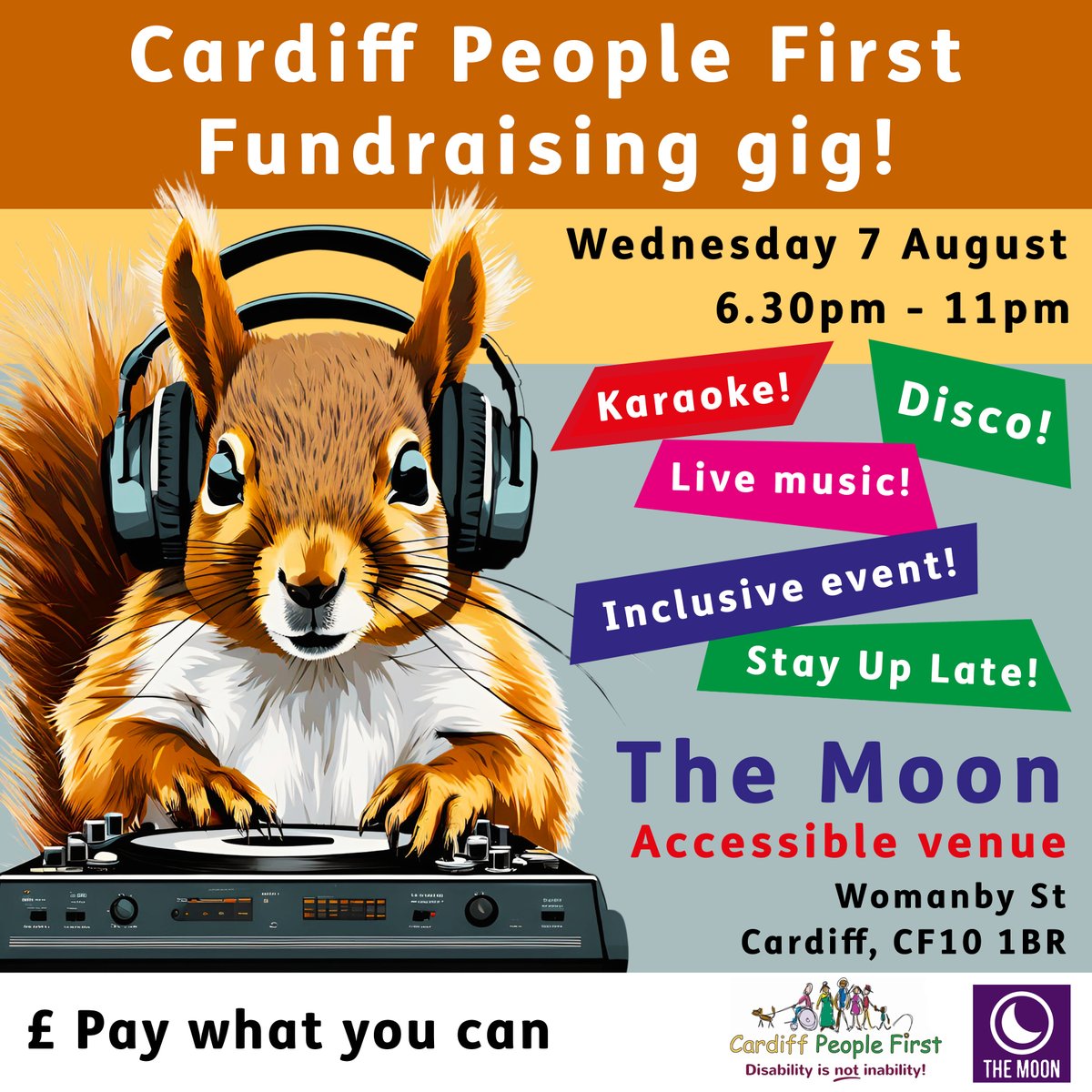 Gig Buddies Cymru 👩🏾🎤👨🏽🎤🏴 (@gigbuddiescymru) on Twitter photo We're looking forward to hanging out with Cardiff People First at their fundraising gig at the <a href="/TheMoonCardiff/">The Moon Cardiff 🎟️SUPPORT YR LOCAL MUSIC VENUE</a> on 7 August. It's going to be an awesome night!
6.30pm - 11pm. Karaoke! Disco! Live music! Inclusive event! Stay Up Late!
Ticket price - pay what you can We're looking forward to hanging out with Cardiff People First at their fundraising gig at the <a href="/TheMoonCardiff/">The Moon Cardiff 🎟️SUPPORT YR LOCAL MUSIC VENUE</a> on 7 August. It's going to be an awesome night!
6.30pm - 11pm. Karaoke! Disco! Live music! Inclusive event! Stay Up Late!
Ticket price - pay what you can