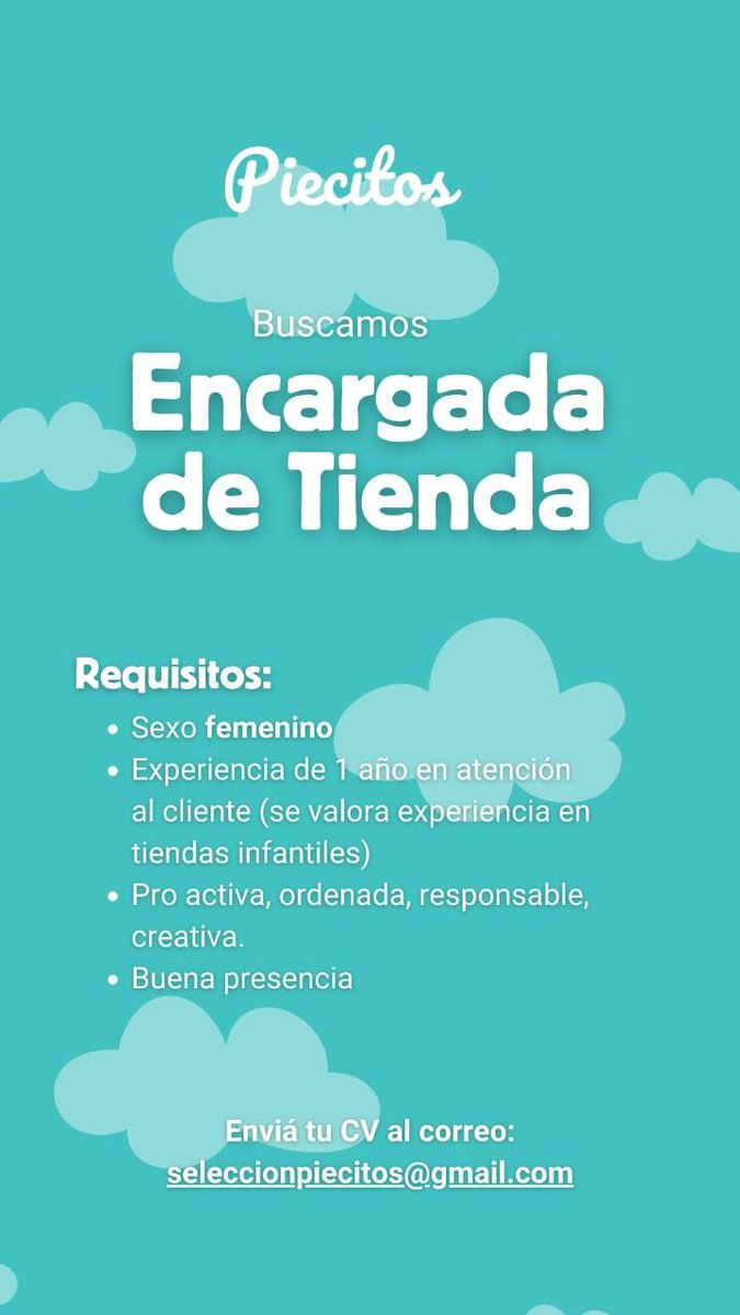 Radh1ka_'s tweet photo. Oferta laboral para ENCARGADA DE TIENDA. https://t.co/dduXPWUVfC