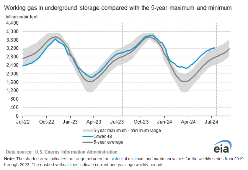 EIAgov's tweet photo. #NaturalGasStorage Report with data for week ending July 19, 2024, posted at https://t.co/3ZOKPCRz4y https://t.co/5XIwrAGAmb
