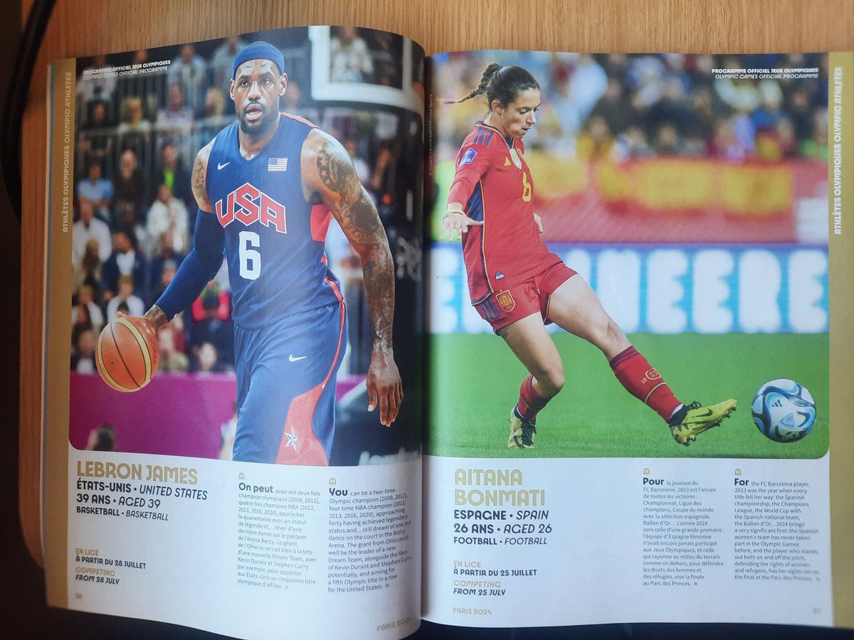 📖 Programa oficial dels Jocs Olímpics #Paris2024 

⚽️ <a href="/AitanaBonmati/">Aitana Bonmatí Conca</a>, al costat de <a href="/KingJames/">LeBron James</a> a la secció "estrelles a seguir", on també hi ha <a href="/LylesNoah/">Noah Lyles, OLY</a>, <a href="/Simone_Biles/">Simone Biles</a>, <a href="/mondohoss600/">Mondo Duplantis</a>, <a href="/NKARABATIC/">NIKOLA KARABATIC</a>, <a href="/mathieuvdpoel/">Mathieu Van der Poel</a> o <a href="/katieledecky/">Katie Ledecky</a>

Orgull de #BallonDor 
Orgull de <a href="/FCBfemeni/">FC Barcelona Femení</a>