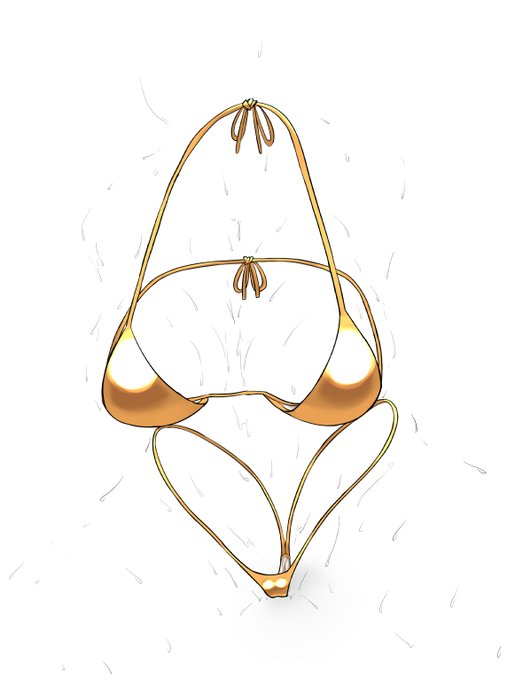 夏といえば金ビキニ
金ビキニは何度描いても描き方がわからなくなる
金ビキニだけ描くのもアレだったので透明人間さんに着てもろて 