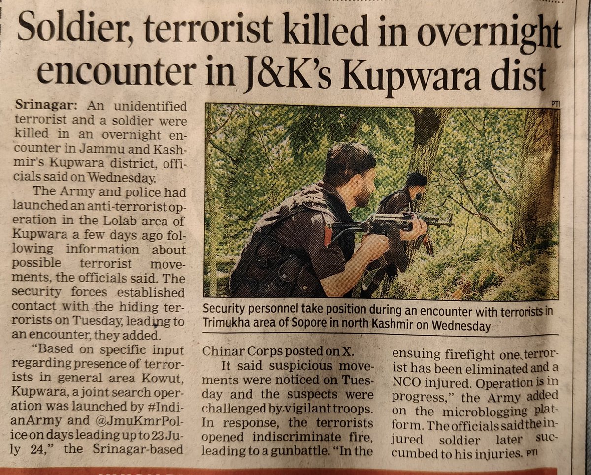 sunilmudgil69p's tweet photo. #thetimesofindia
Have some shame, using killed for both terrorist and soldier shows your upbringing. #boycotttimesofindia
#PMOIndia
#defenceministerindia
#homeministerindia
#cdsindia https://t.co/o4oxXeBNOC