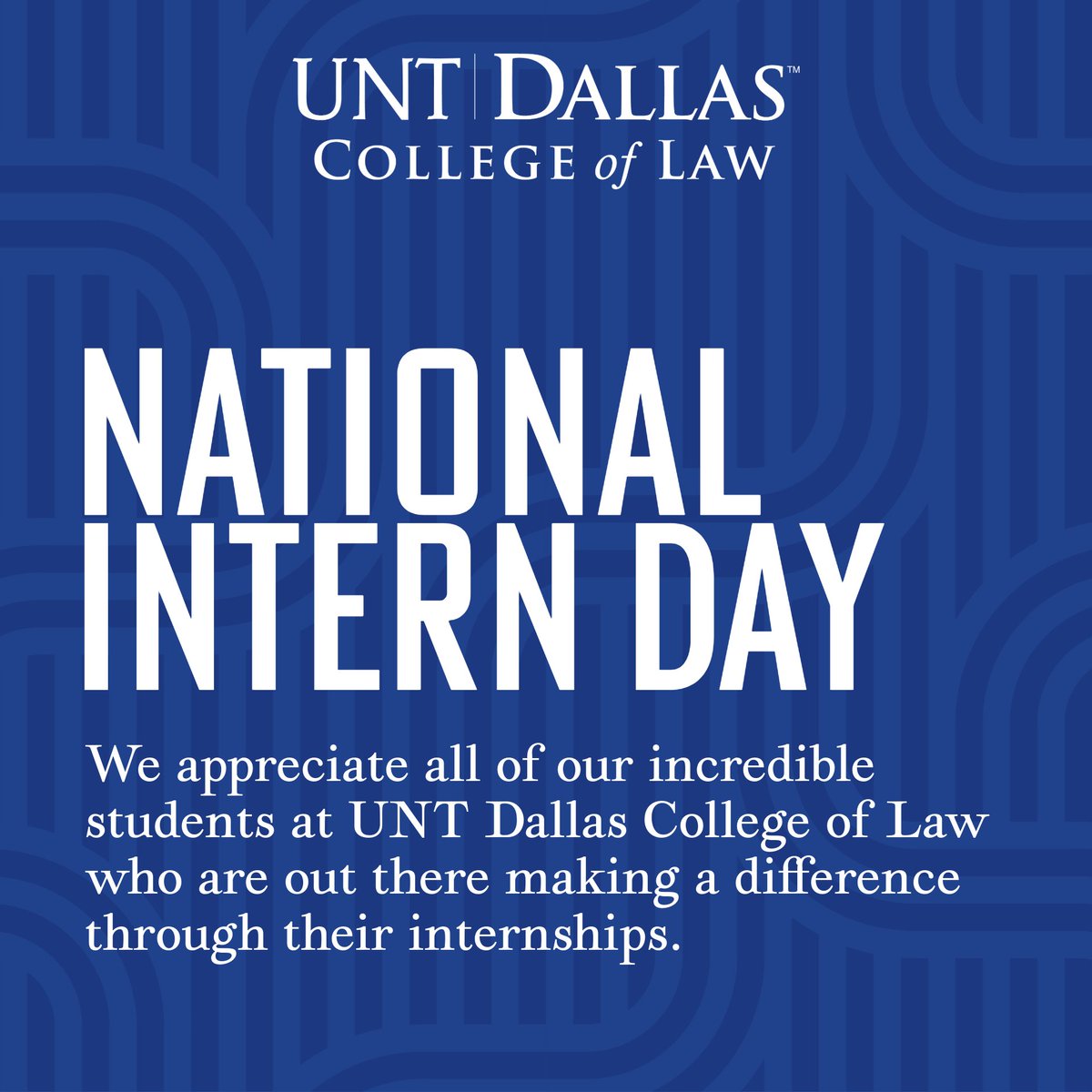Today, we’re celebrating our incredible students at UNT Dallas College of Law who are out there making a difference through their internships. Thank you for representing UNT Dallas College of Law with excellence. Keep up the amazing work!

#NationalInternsDay #UNTDallasLaw #UNTD
