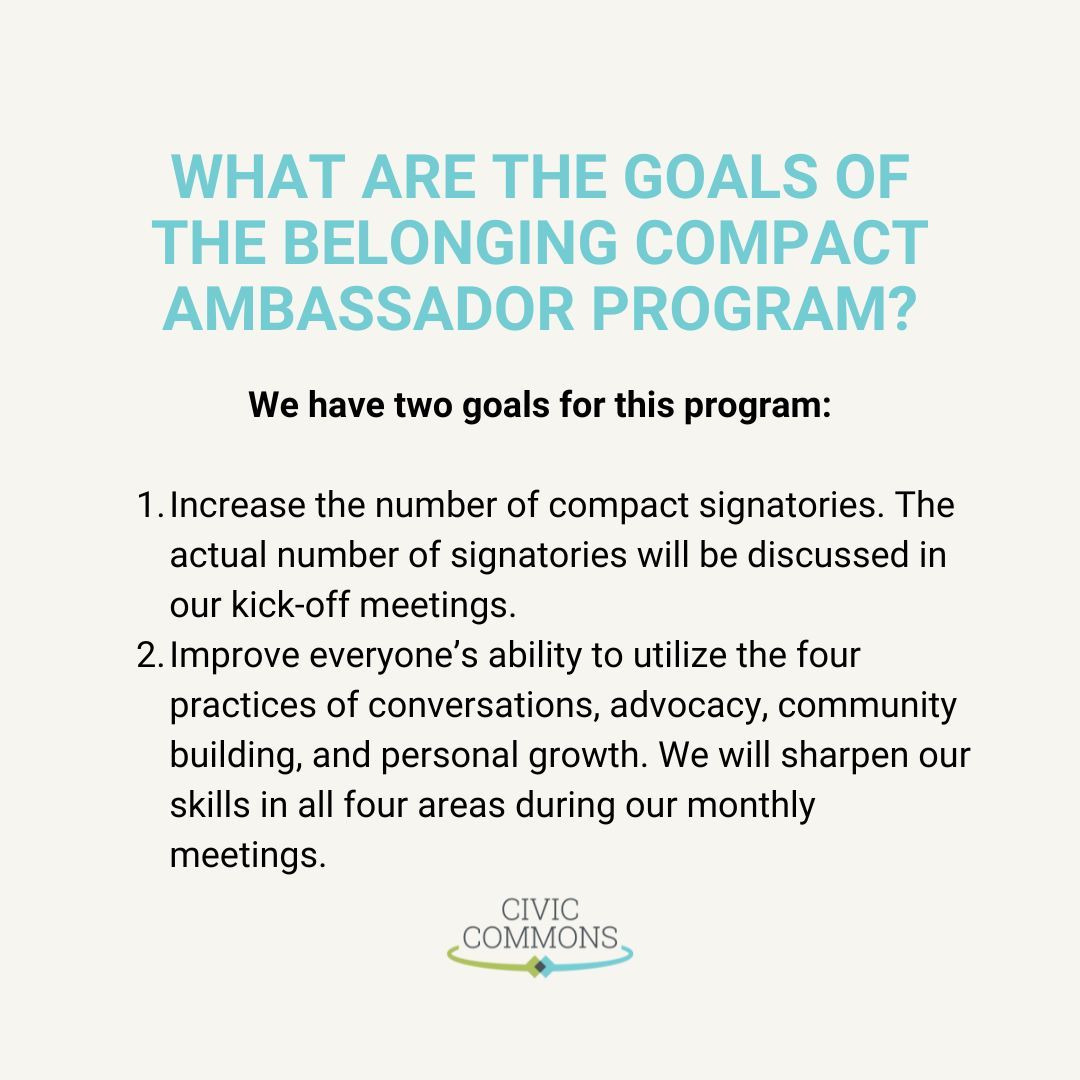 Become a Belonging Ambassador! To learn more about our Ambassador Program and the Greater Seattle Compact for Belonging, visit webelonghere.org or contact Frank Nam, We Belong Here Project Director at f.nam@civic-commons.org. 

#belonging #webelonghere #wbh #civiccommons