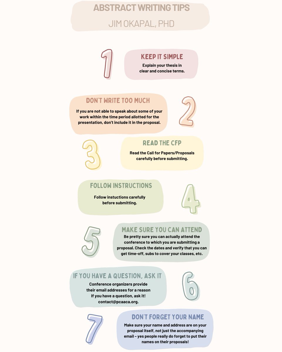 pcaaca's tweet image. Get Ready! Abstract Submissions Begin September 1st – here are some writing Tips from PCA Board Member Jim Okapal. Have a question about your abstracts? Send us an email at contact@pcaaca.org #pcaaca #abstracts #writing #pcaaca25