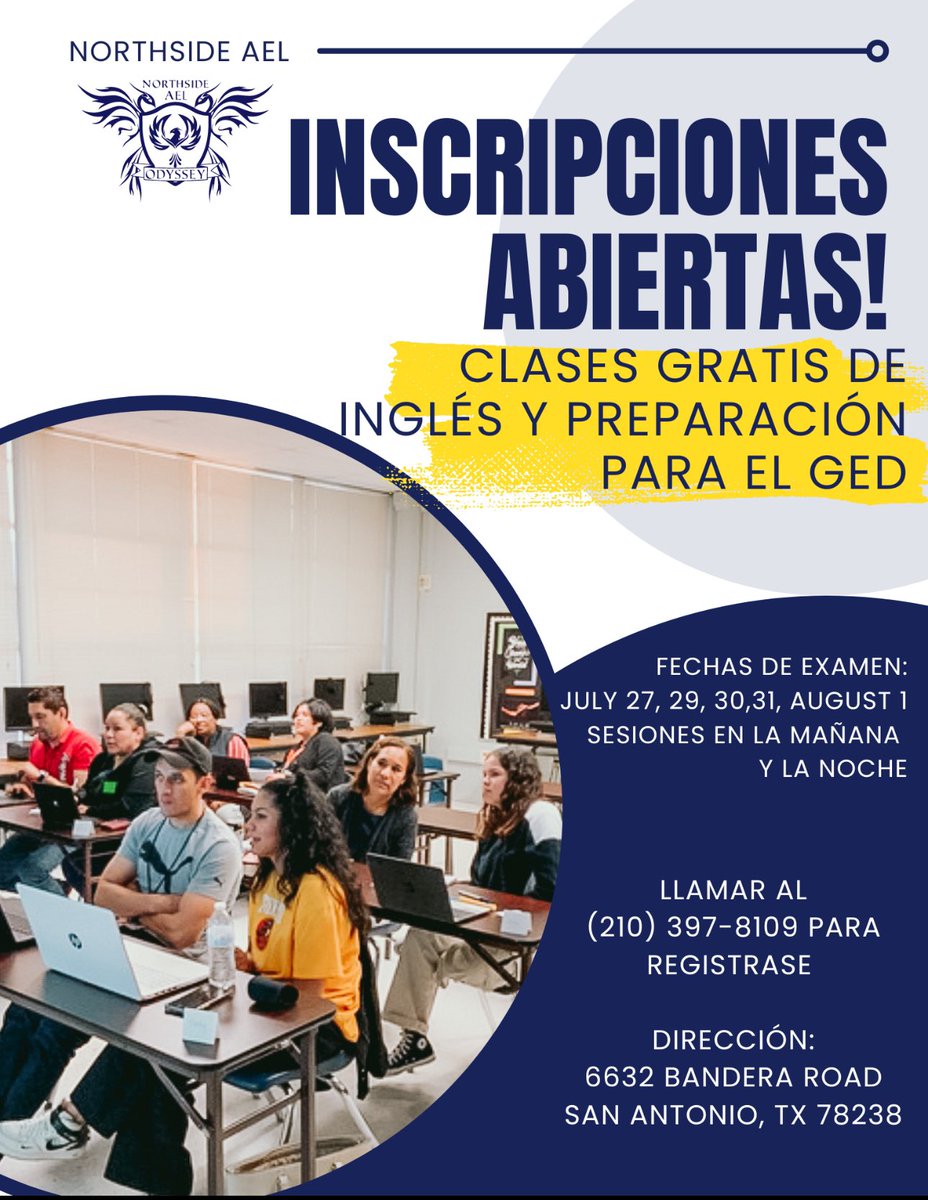 BoerneISD's tweet photo. ‼️ Boerne ISD has partnered with Northside ISD to offer Adult Education &amp; Literacy classes in our community.
 
➡️ Registration for the 2024-25 school year starts Sat., July 27th at the NISD Learning Center: 6632 Bandera Rd, San Antonio, TX 78238. 
 
Classes will be held at BISD. https://t.co/SUVPKm8xRa