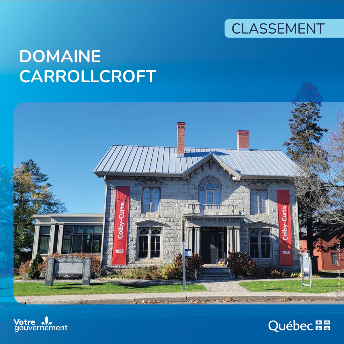 MCCQuebec's tweet photo. #communiqué
[Classement du domaine Carrollcroft dans la région de l’Estrie]
Le domaine Carrollcroft est classé en vertu de la 𝘓𝘰𝘪 𝘴𝘶𝘳 𝘭𝘦 𝘱𝘢𝘵𝘳𝘪𝘮𝘰𝘪𝘯𝘦 𝘤𝘶𝘭𝘵𝘶𝘳𝘦𝘭

Détails : https://t.co/hte2KHr7aM | #PatrimoineQc #CultureQc #RPCQ #Estrie https://t.co/RIkQZkWBde