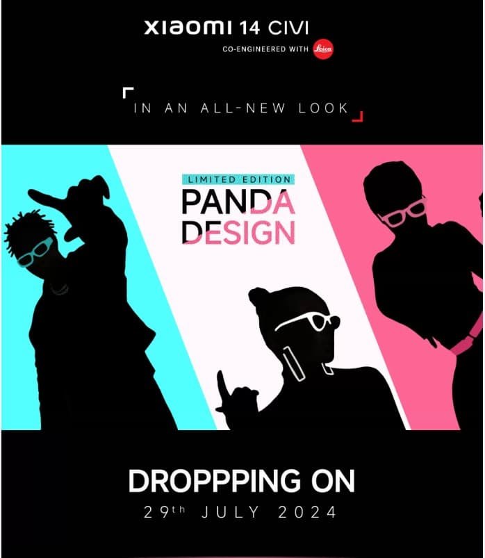 vinishkeshri12's tweet image. Xiaomi 14 CIVI Limited Edition Panda Design is launching 🚀 in India 🇮🇳 on July 29, 2024. 

#Xiaomi #Xiaomi14CIVI #PandaDesign