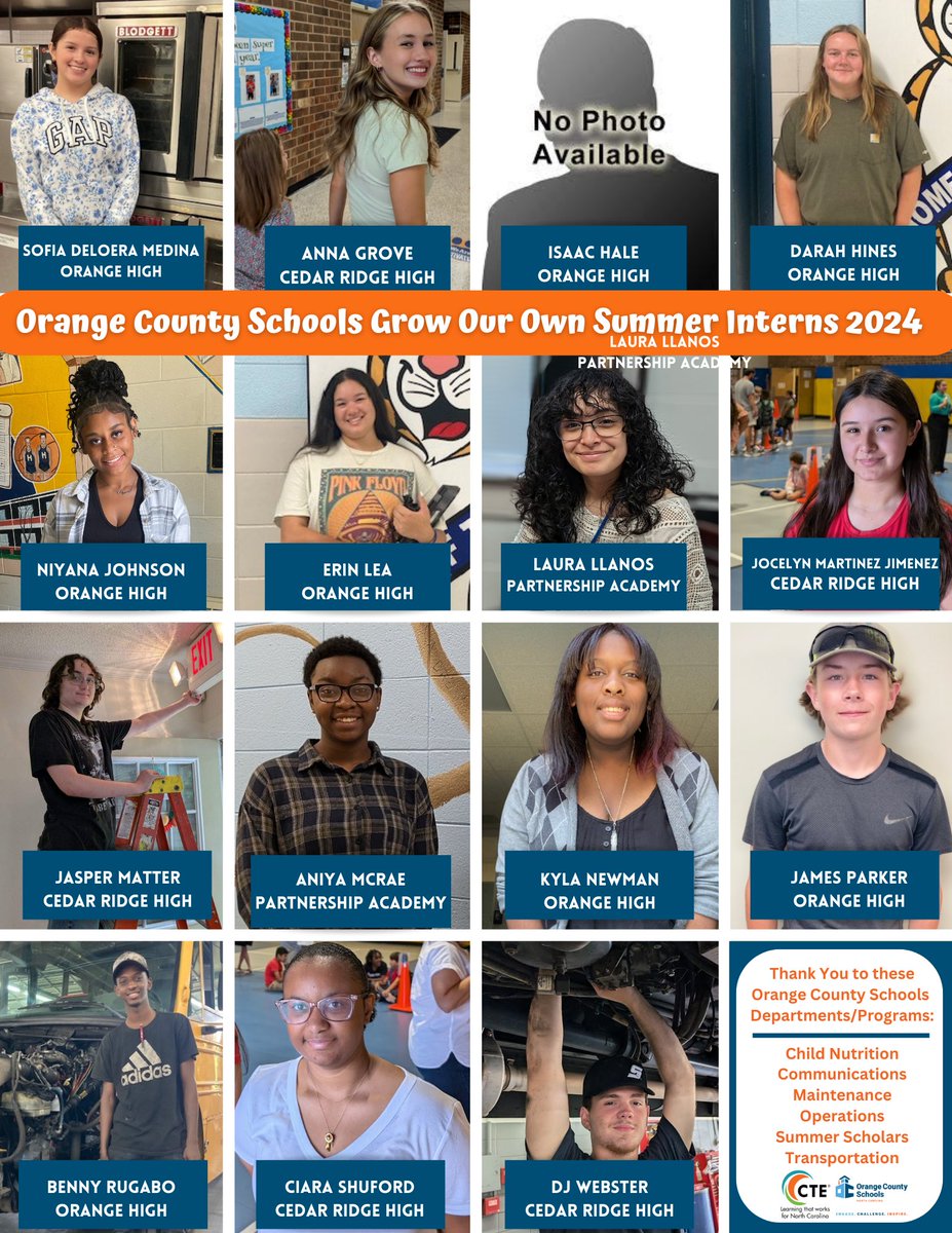 OCSCTE's tweet photo. Today is National Intern Day &amp; we want to give a special SHOUT OUT to all of our 2024 Summer "Grow Our Own" Interns. We also want to give a heartfelt THANK YOU to all the @OrangeCoSchools Departments/Programs working with our interns! #MoreThanADiploma https://t.co/tB54pF3SzL