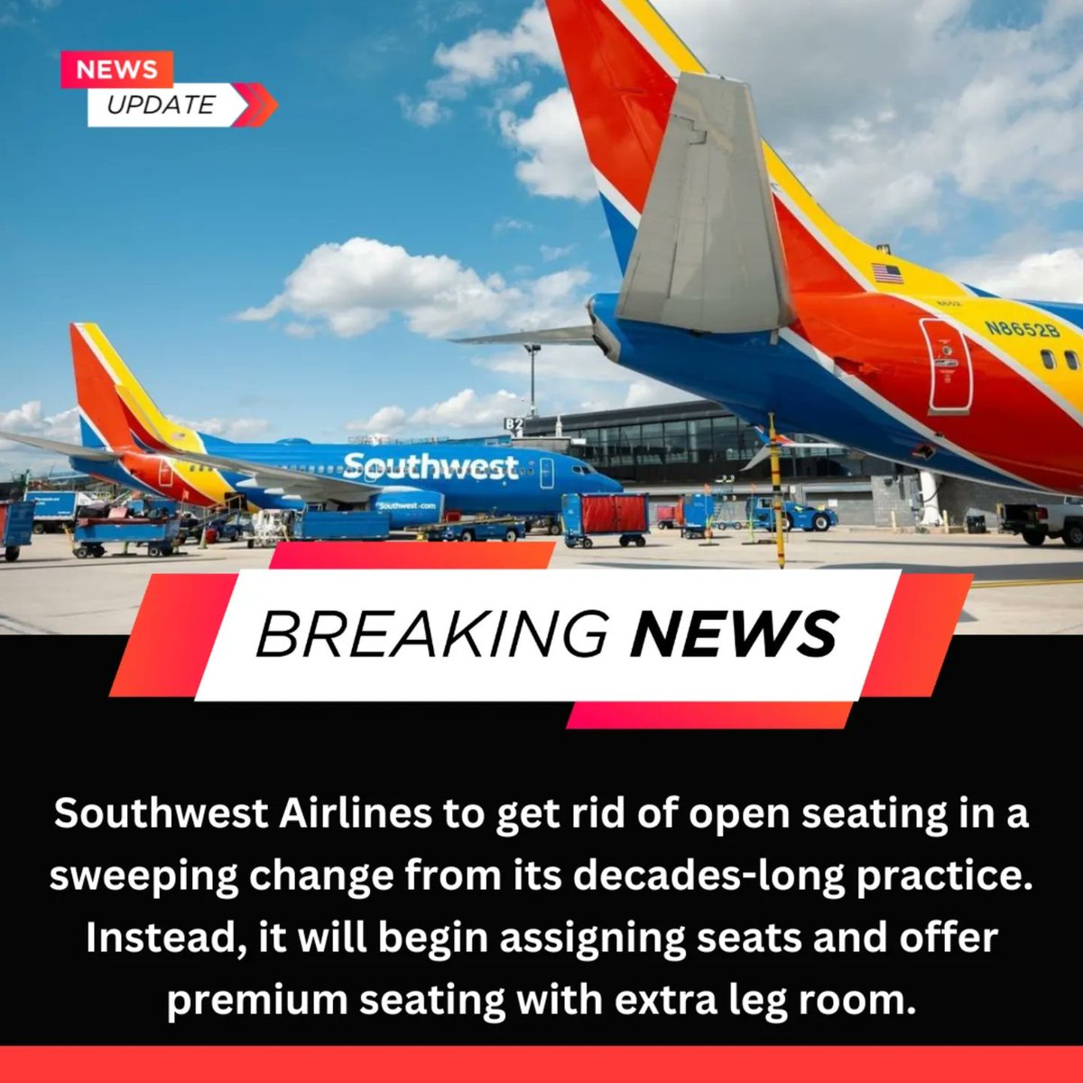 wandervisions's tweet photo. No more open seats on Southwest Airlines. I personally never had an issue with it. What do you think? Will this be better for their customers?
#southwestairlines #travel #airlines #openseats #flight #sou #fly #plane
@allaboutfrugal https://t.co/rUXn1wVB9p