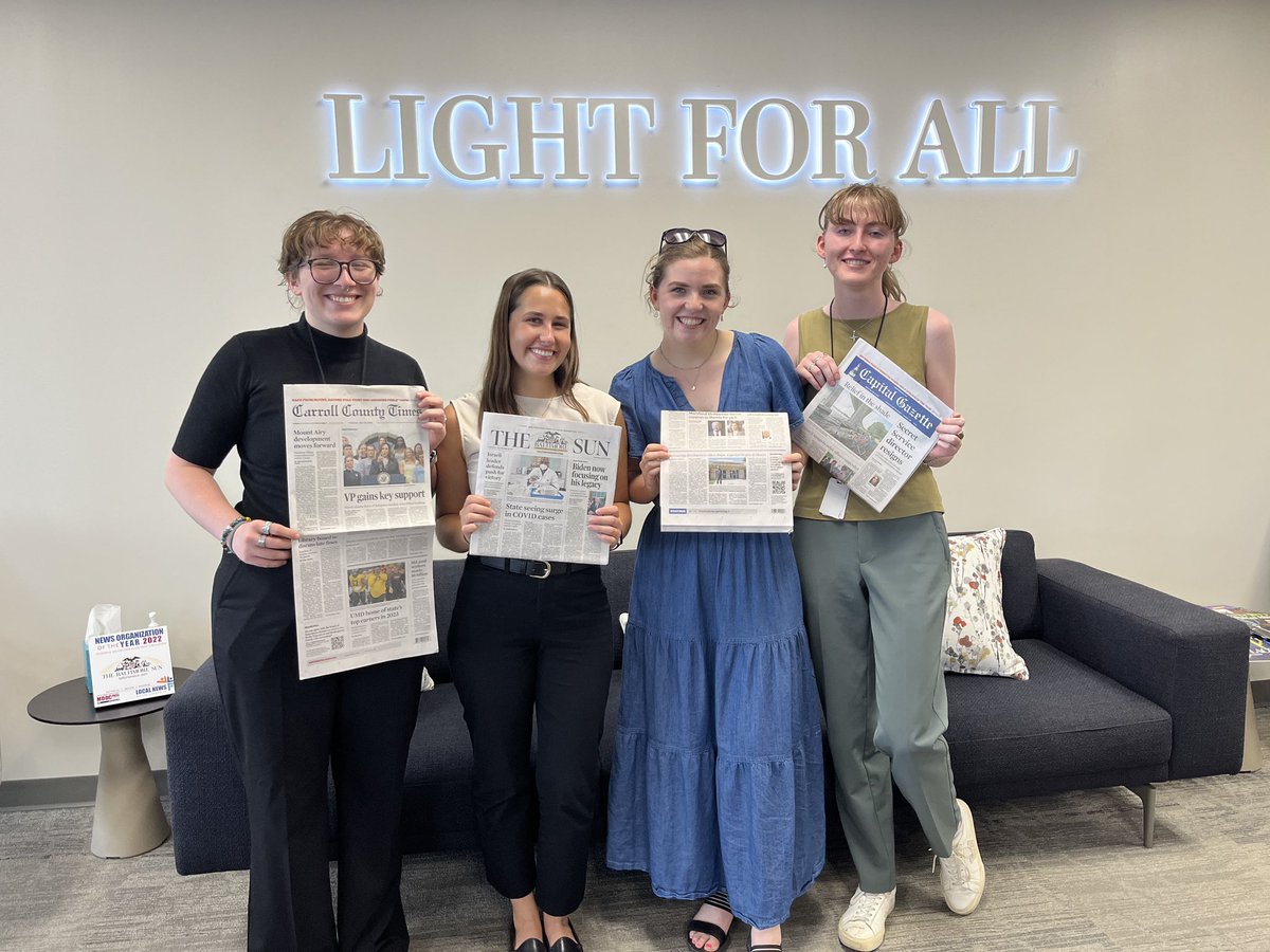 Kiersten Hacker (@kierstenhacker) on Twitter photo Happy National Intern Day from your favorite <a href="/merrillcollege/">Merrill College @ Maryland</a> Baltimore Sun Media Group interns! Here to bring light for all ☀️📰 Happy National Intern Day from your favorite <a href="/merrillcollege/">Merrill College @ Maryland</a> Baltimore Sun Media Group interns! Here to bring light for all ☀️📰