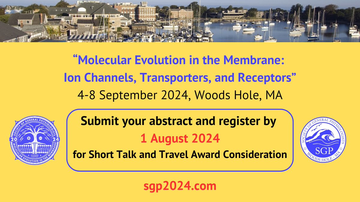 🚨Abstracts deadline is 1 week away: 1 August! Submit at sgp2024.com for🧳Travel Award and💬Short Talk consideration! The #sgp2024meeting will focus on cutting-edge research on the functional conservation and molecular evolution of membrane-related molecules, such as