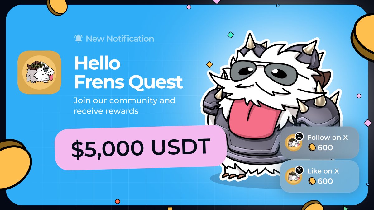 MakeFrensxyz's tweet photo. Join Make Frens for our launch quest and stand to win 3,000 fren points and a lottery ticket for the $5,000 USDT giveaway !!

https://t.co/QyHtXjARRc https://t.co/ldR635sCKl