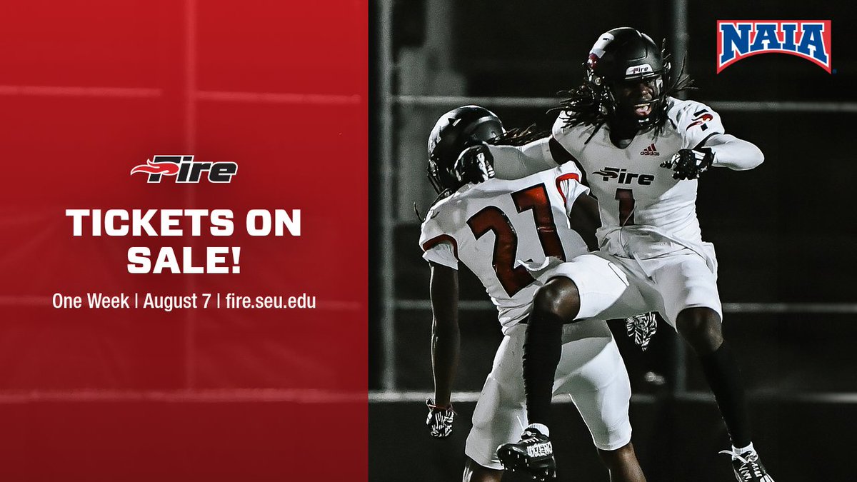 Tickets for the Fire football season drop in one week!

To get on the priority wait list contact bkellar@seu.edu

#FuelTheFire🔥
