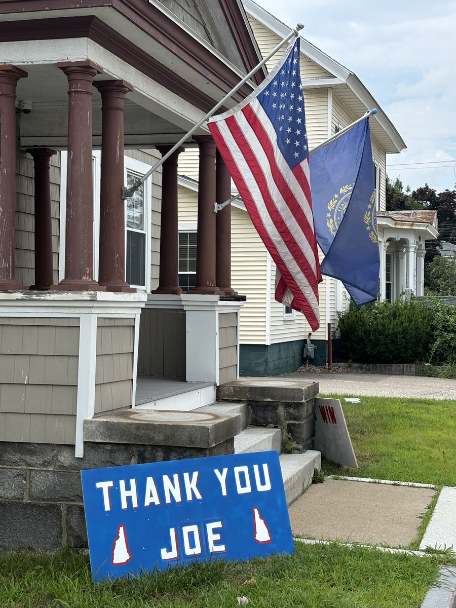NHDems's tweet photo. Let’s win this! A grassroots message for @KamalaforNH from the front steps of the NHDP HQ! #NHPolitics https://t.co/Z0cB5k6zlf