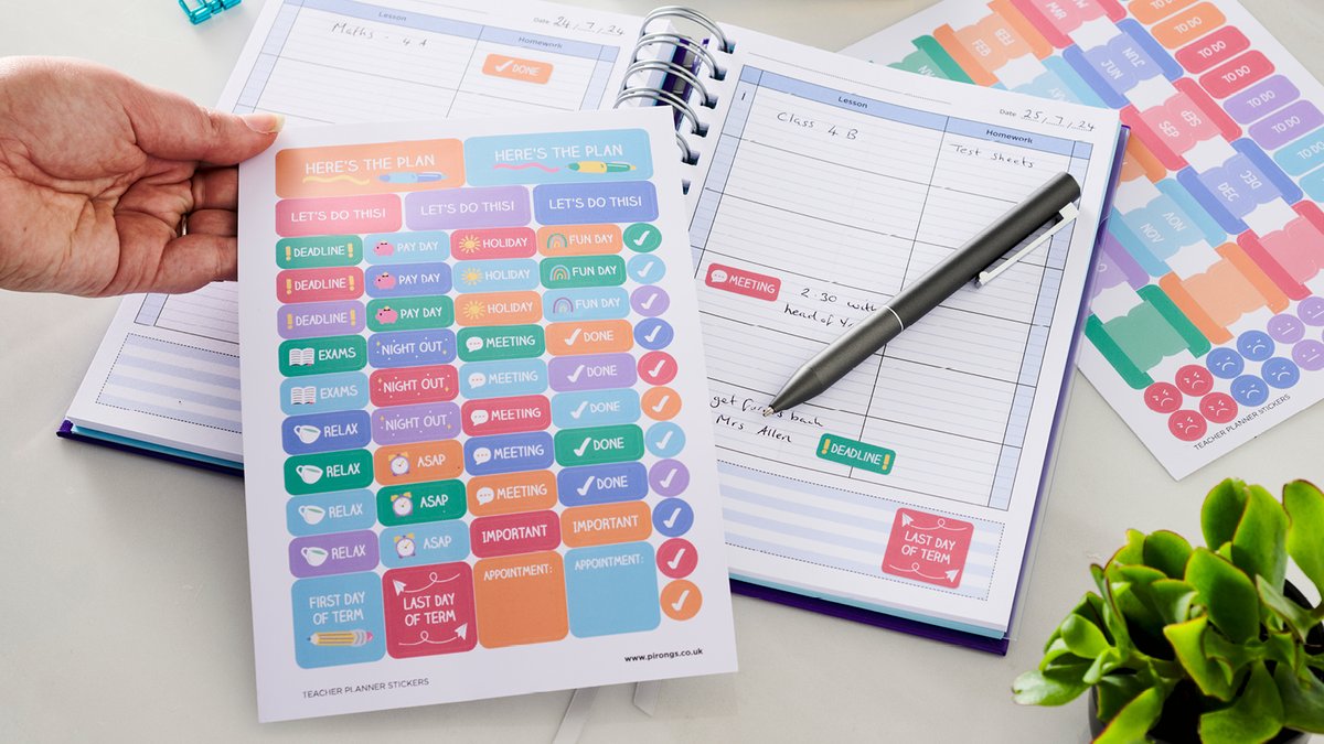 Get organised in style with our Teacher Planner Sticker Pack 🥰    

Created especially for educators, each pack contains over 270 colourful stickers, perfect for teachers who want to add a splash of colour to their planner!  

pirongs.co.uk/other/stickers/

 #pirongs #edutwitter