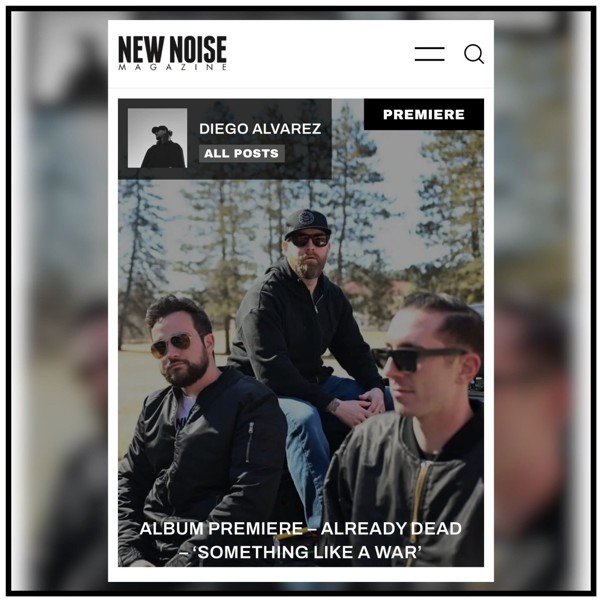 Knyvet (@knyvetpr) on Twitter photo Too loud for release day and too aggressive to be held back, the new Already Dead album 'Something Like A War' is now streaming a day early over at New Noise Magazine. Raise a fist.
ā” newnoisemagazine.com/premieres/albuā¦
<a href="/AlreadyDeadPunk/">Already Dead</a> x <a href="/NewNoiseMags/">New Noise Magazine</a> Too loud for release day and too aggressive to be held back, the new Already Dead album 'Something Like A War' is now streaming a day early over at New Noise Magazine. Raise a fist.
ā” newnoisemagazine.com/premieres/albuā¦
<a href="/AlreadyDeadPunk/">Already Dead</a> x <a href="/NewNoiseMags/">New Noise Magazine</a>