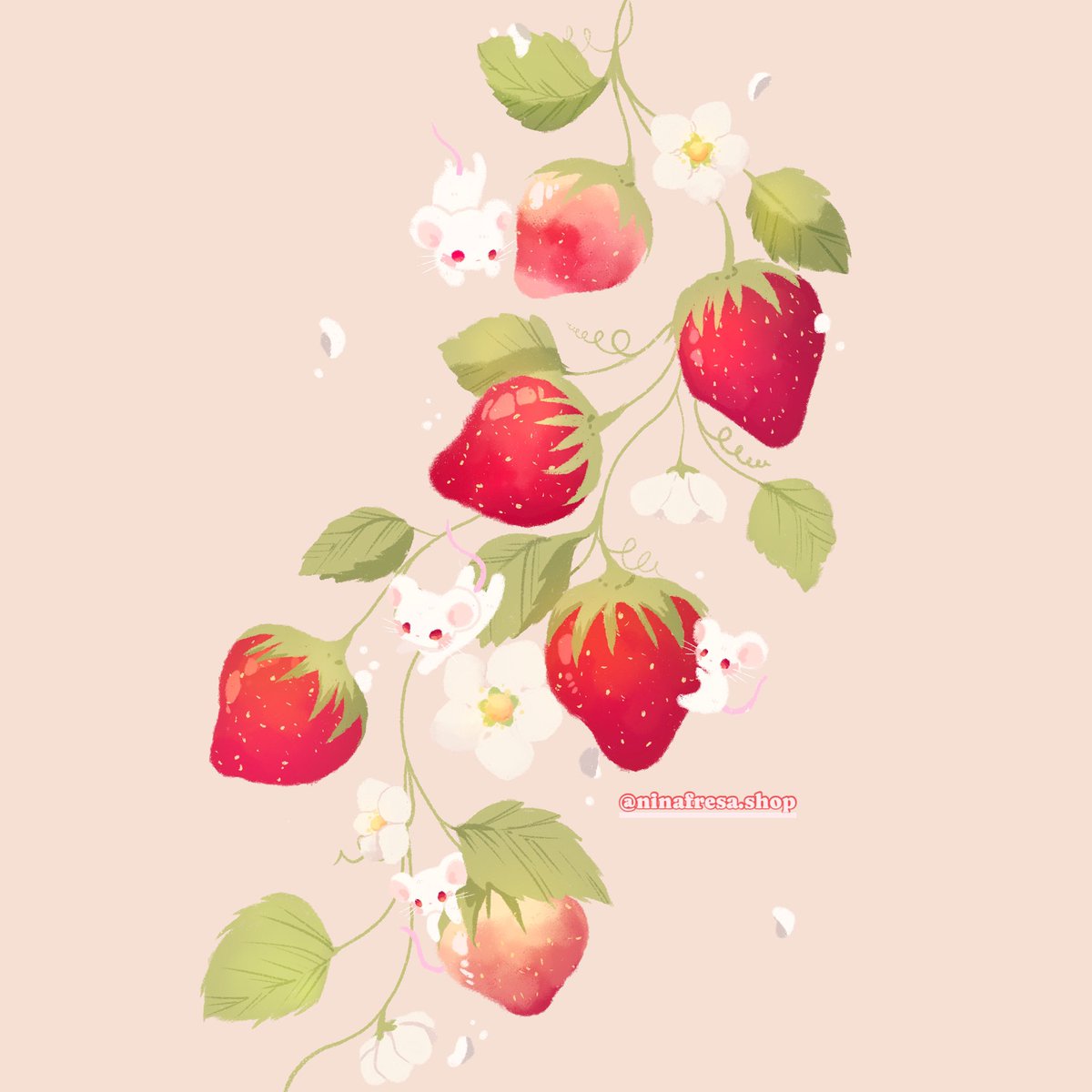 Mice in a field of strawberries 🍓 🐁