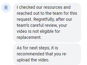 Tale Foundry (@thetalefoundry) on Twitter photo Silly that we have to do this, but there's a small audio flaw in our most recent video. We reached out to <a href="/TeamYouTube/">TeamYouTube</a> creator support with a fixed version to swap in, and they told us that the video is "not eligible for replacement" — then refused to tell us why Silly that we have to do this, but there's a small audio flaw in our most recent video. We reached out to <a href="/TeamYouTube/">TeamYouTube</a> creator support with a fixed version to swap in, and they told us that the video is "not eligible for replacement" — then refused to tell us why