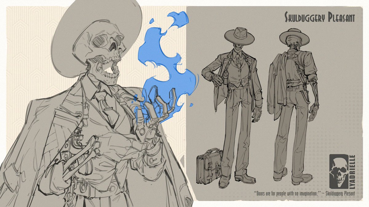 Small sketch of the #SkulduggeryPleasant concept from yesterday. :)
