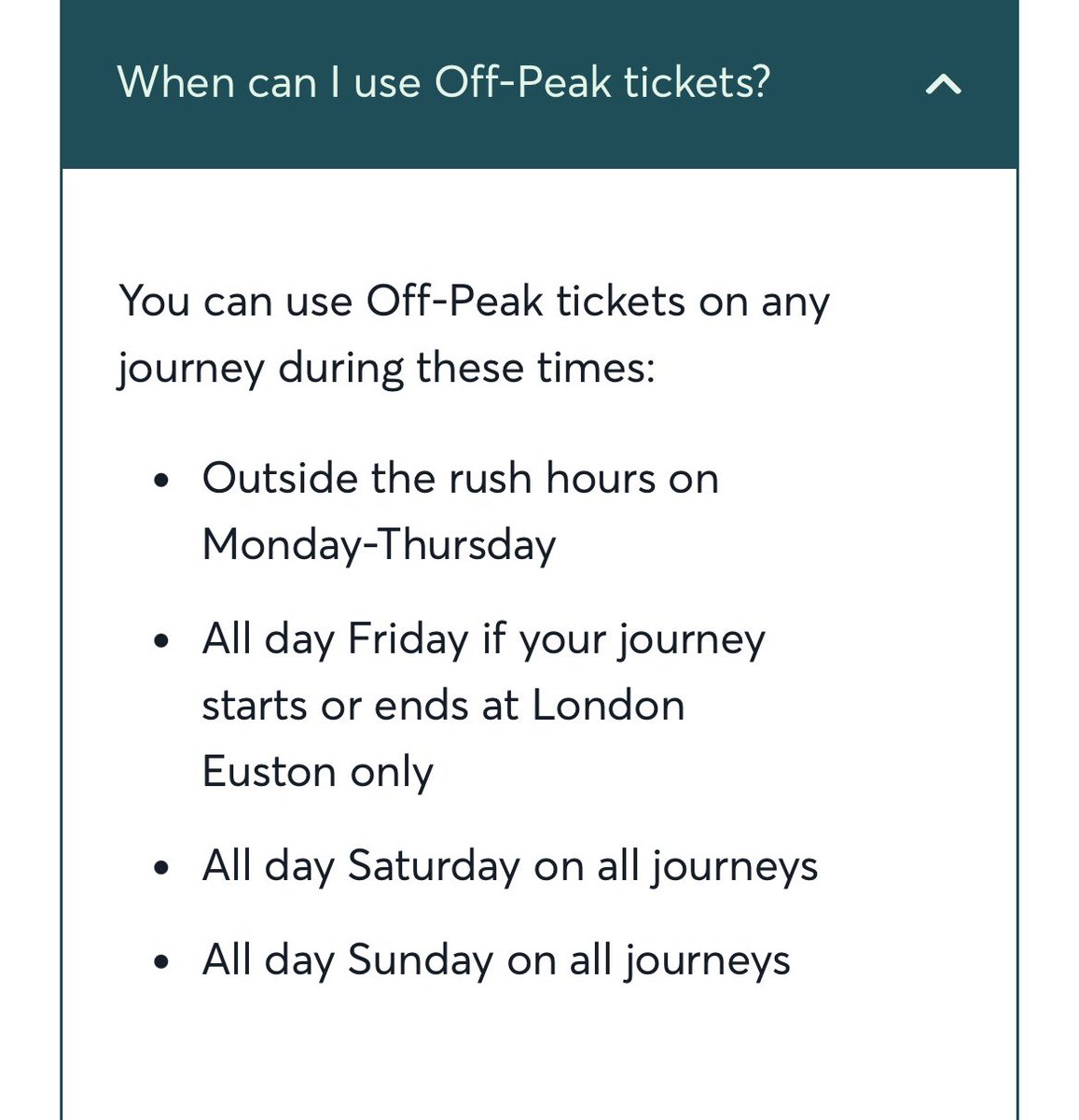 cindy_anne's tweet photo. .@AvantiWestCoast can you confirm which is correct for travelling off peak tomorrow (Friday) from Euston. Is it all day because my journey starts at Euston? Or is it after 09:26? https://t.co/cjTaqLhV27