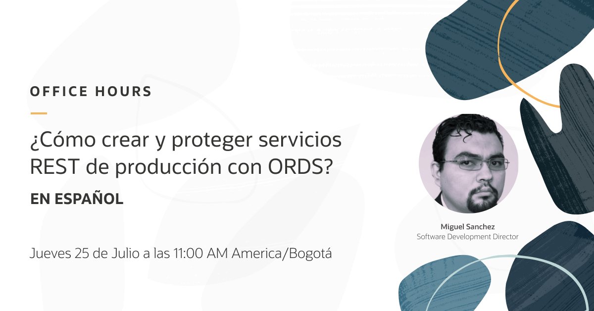 OracleAPEX's tweet photo. 🔴 ¡En breve!

Acompáñanos para aprender cómo crear y proteger servicios REST de producción con ORDS.

https://t.co/xFPiCsD7eL

#orclAPEX #LowCode https://t.co/n19NzkUmf0