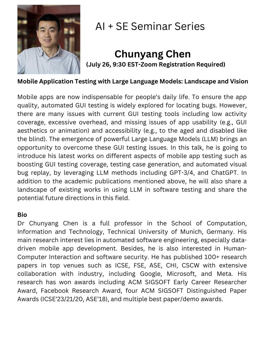 This public event is open to current and prospective students, as well as anyone with an interest in electrical engineering and computer science. CAIS is happy to support our members involved in this AI + SE Seminar Series. Zoom registration required: yorku.zoom.us/meeting/regist…