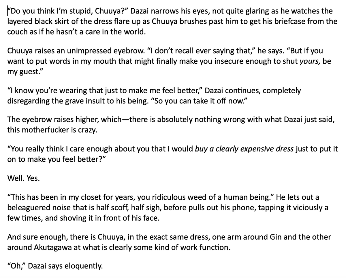 It's WIP Wednesday if I say it is <3 (Getting the "feminized" Chuuya haters to block this acc early on <3333)