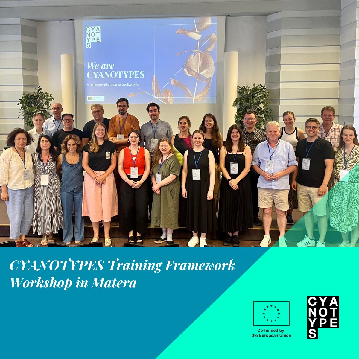 Participants tested the framework, adapting it to their own sectors and organisational training needs, and learned about our transversal triple-loop methodology at the CYANOTYPES Training Framework Workshop in Matera, led by <a href="/materahub/">materahub</a> &amp; @DieAngewandte💡

cyanotypes.website