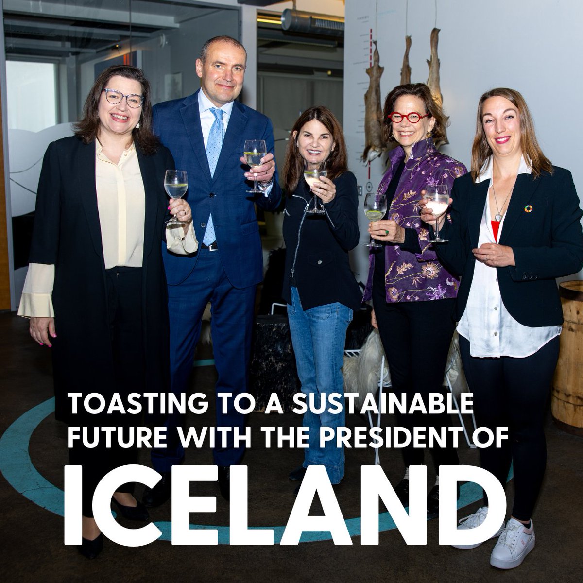 🇮🇸 In Iceland, the most brilliant products are being created using #bluefoods!

Our Executive Director @JBCooks toasted to a bright future with the President of Iceland Guðni Th. Jóhannesson, First Lady @ElizaJReid, food journalist Dana Cowin, &amp; Thor Sigfusson <a href="/OceanCluster/">IcelandOceanCluster</a>.