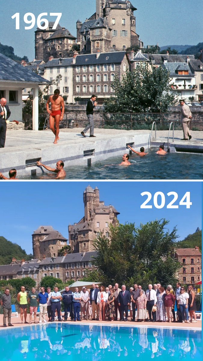 Fondation_VGE's tweet photo. La piscine d'#Estaing, inaugurée en 1967, a été baptisée ce matin d'après le nom d'Olivier #Giscard d'Estaing, frère de #VGE, maire de la commune aveyronnaise entre 1965 et 1977, en présence d'Olivia, Charles et @louisge_prive #Giscard d'Estaing + @CouseranN, @JCAnglars. https://t.co/HdftADB31E
