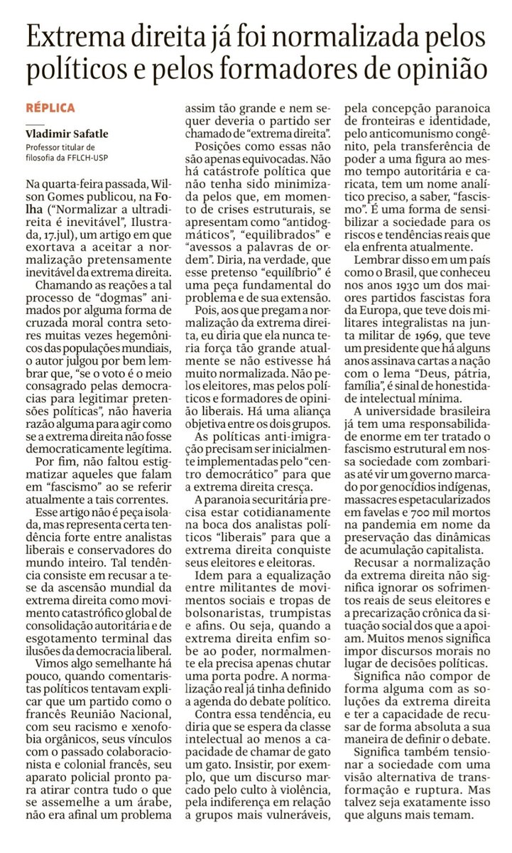 Vladimir Safatle ☀️ tweet media