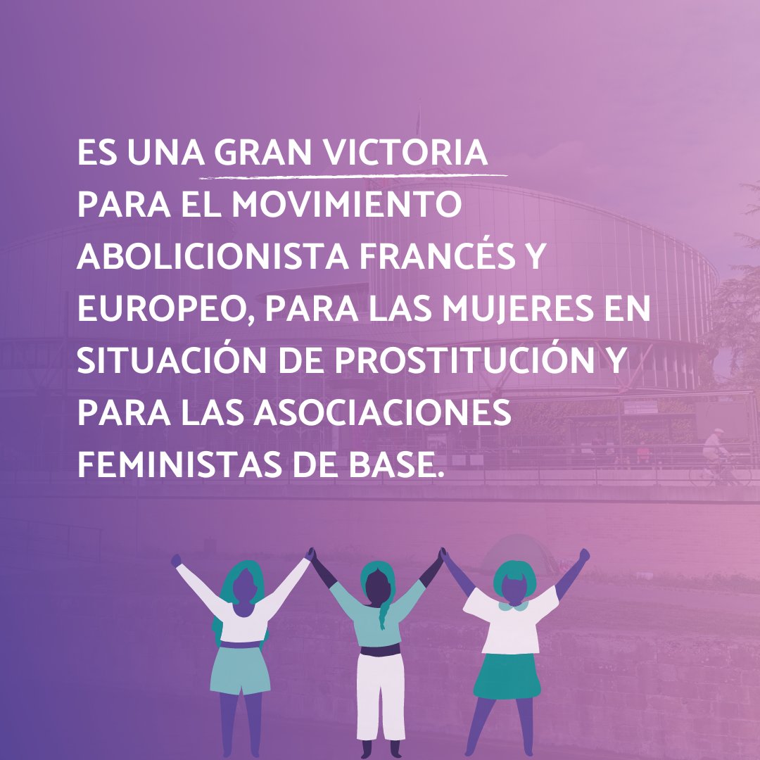 El Tribunal Europeo de Derechos Humanos ha rechazado por unanimidad las demandas contra la penalización de la compra de actos prostitucionales en la ley abolicionista 🇫🇷 de 2016.

Una señal fuerte para Europa, ¡una victoria para todas las mujeres! ✊

👉 cap-international.org/activity/the-e…