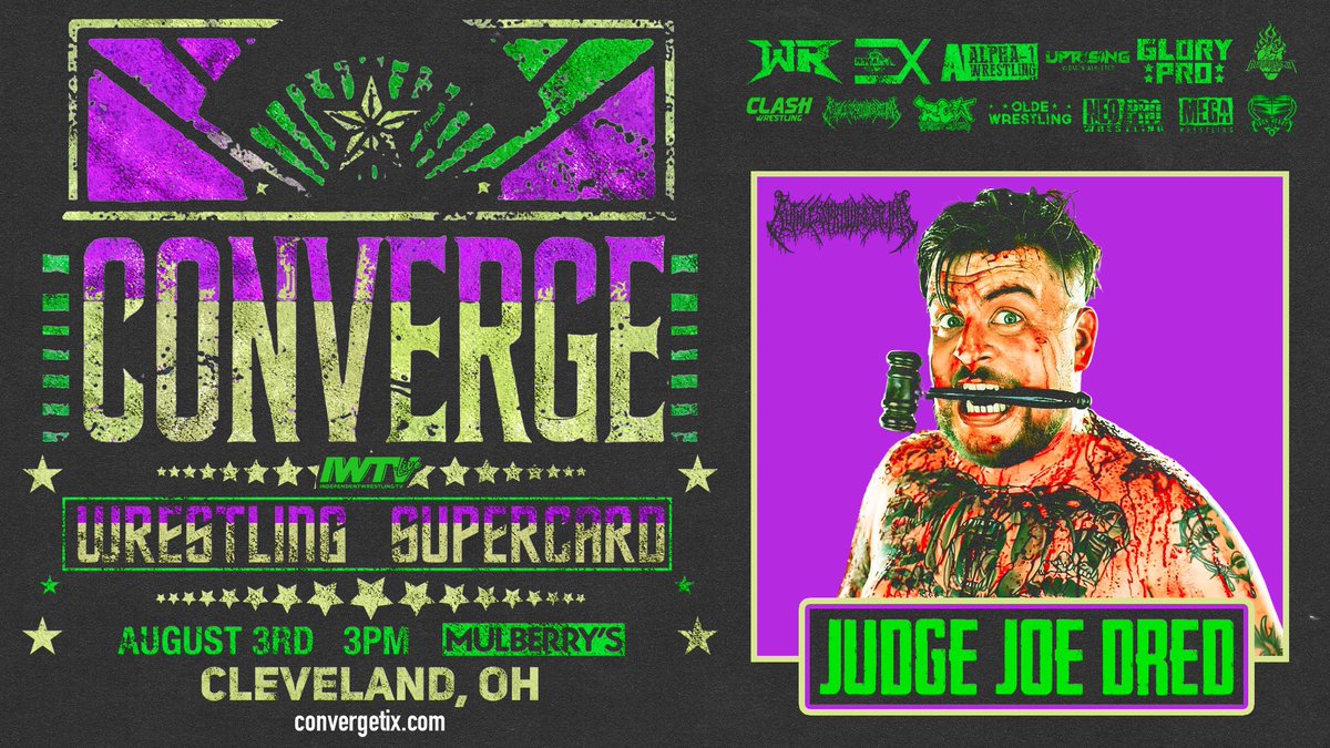RCW - Ruthless Wrestling (@rcwrestling2002) on Twitter photo 🚨TALENT ANNOUNCEMENT🚨
Judge Joe Dred
Representing <a href="/RuthlessPro419/">RPW: RUTHLESS PRO WRESTLING</a>
Saturday 8/3 Cleveland Ohio
CONVERGE SuperCard
Convergetix.com
Over 10 promotions come together to put on one huge show!
STREAMING LIVE ON IWTV
Mulberry’s
2316 Mulberry Ave
Bell time 3pm 🚨TALENT ANNOUNCEMENT🚨
Judge Joe Dred
Representing <a href="/RuthlessPro419/">RPW: RUTHLESS PRO WRESTLING</a>
Saturday 8/3 Cleveland Ohio
CONVERGE SuperCard
Convergetix.com
Over 10 promotions come together to put on one huge show!
STREAMING LIVE ON IWTV
Mulberry’s
2316 Mulberry Ave
Bell time 3pm
