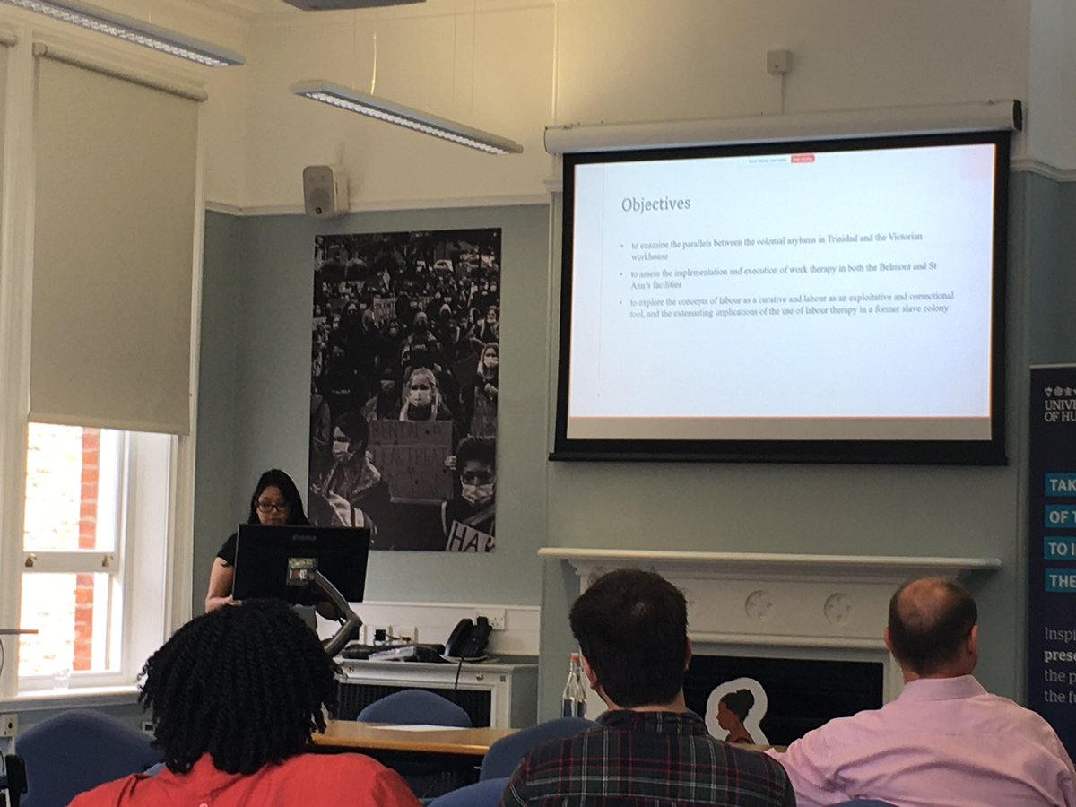 SRWride's tweet photo. @HistoryLabPlus @ecommemoration @FelixFuhg @CuratorClare @LeedsMuseums @BussingOut Day 1 ends on a high: Samantha Hosein from @UWI_StAugustine explores exploitative labour therapeutics used in the treatment of mental illness in colonial Trinidad. Fascinating! #HistoryLabPlus2024 https://t.co/xG1MkK1Ais