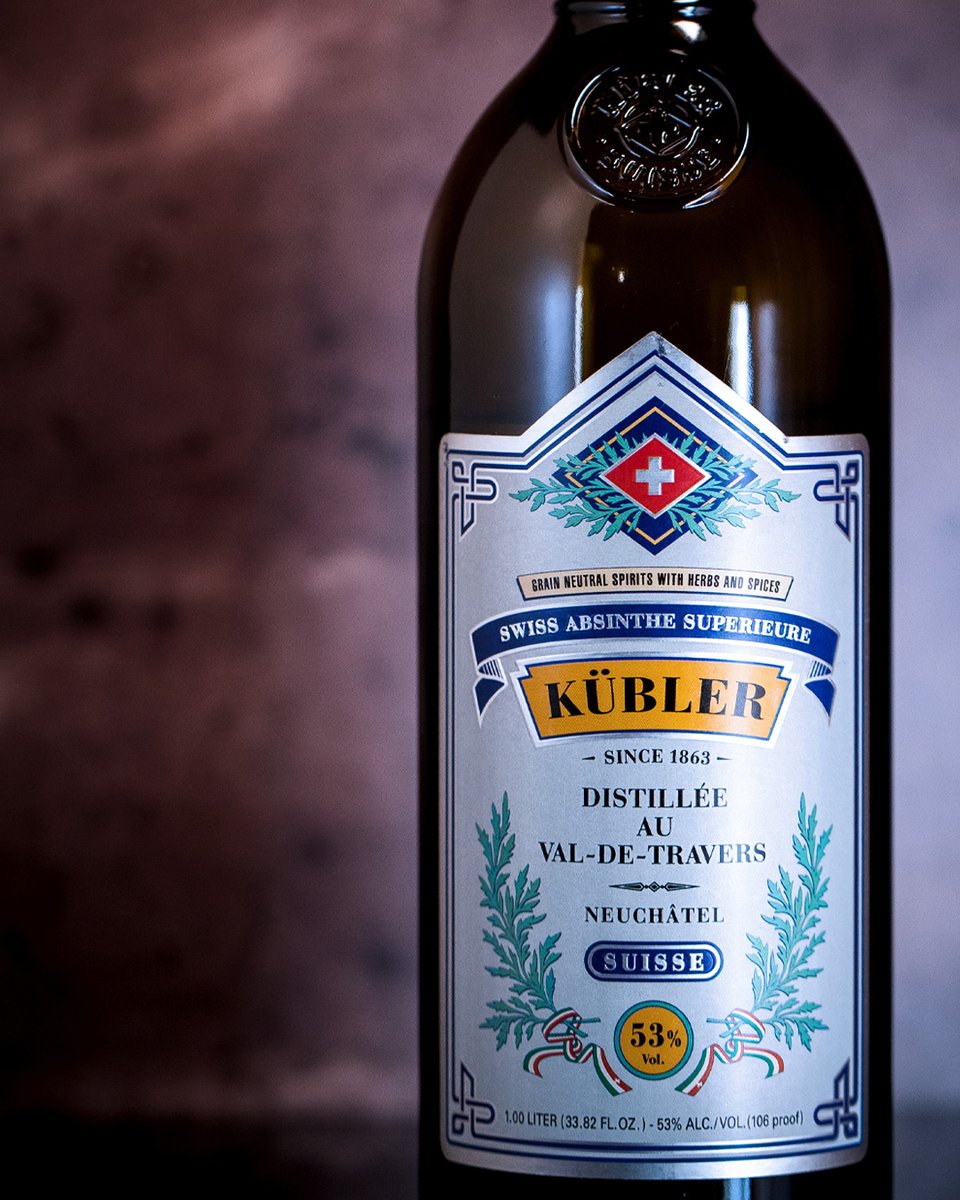 Kübler is The Original from the Birthplace. The traditional Swiss style of absinthe, hailing from Val-de-Travers, Switzerland, is available through Passion Spirits bit.ly/3ydm15U
