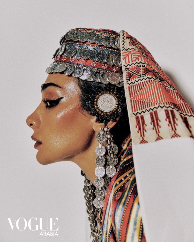 Traditonal Levantine headdresses in Vogue 
The Lebanese Tantour &amp; the Palestinian Shatweh