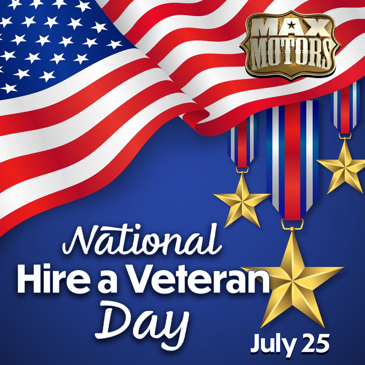 MaxMotorsDealer's tweet photo. Honoring our Heroes: Today is National Hire a Veteran Day! Let's salute their service by offering them career opportunities and a chance to shine in the civilian workforce. 🇺🇸 #HireAVeteran #HonoringHeroes https://t.co/EnedZMtMSY